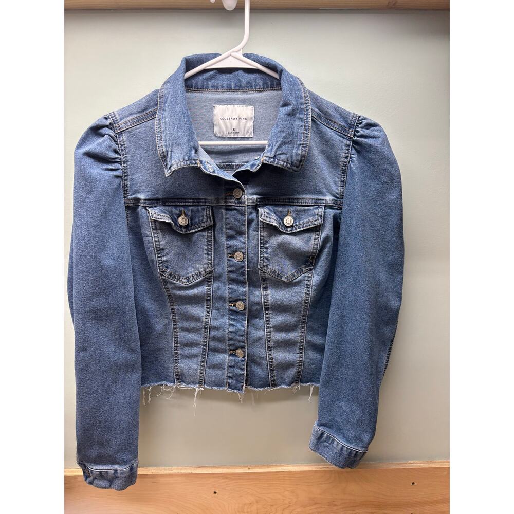 Celebrity Pink Raw Hem Jean Jacket, Size Small